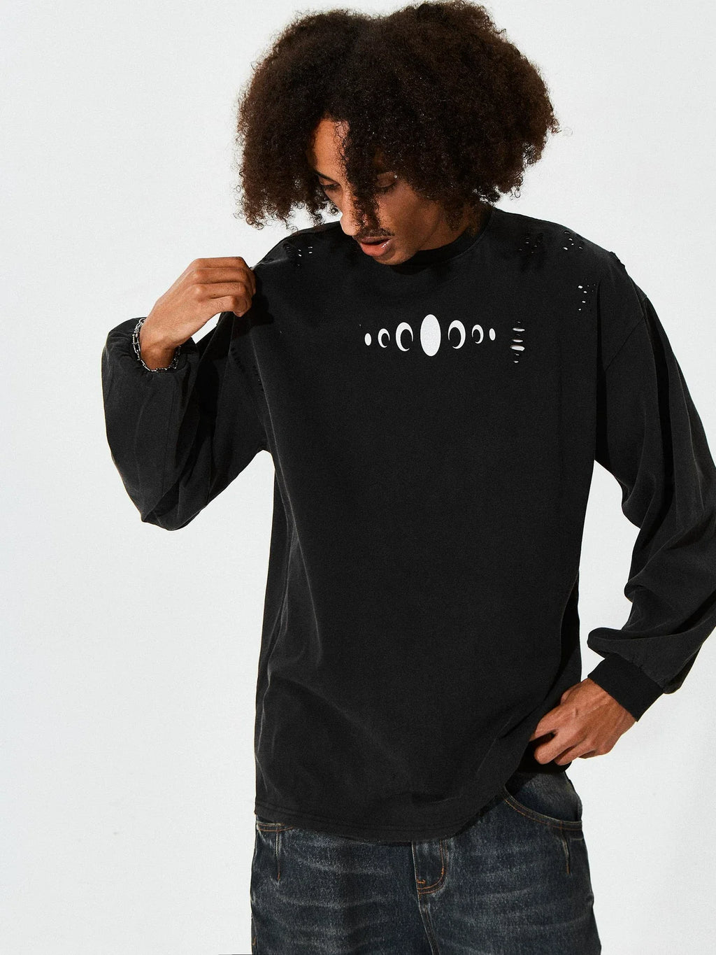 KARMANISTIC Standard Logo Washed Distressed Long Sleeve Tee