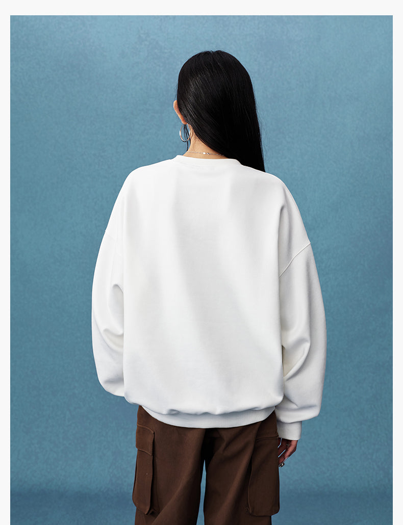 MEDM Logo Label Embroidered Suede Sweatshirt