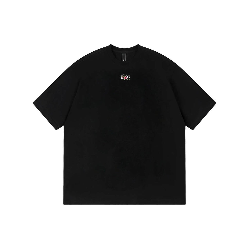 1807 Rose Logo Print Embroidered Short Sleeve Tee