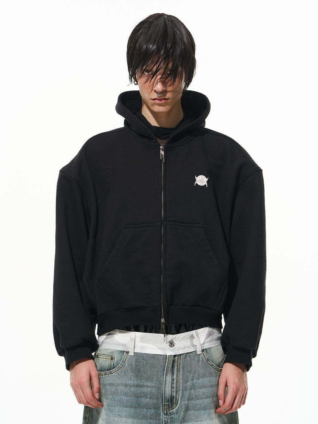 BLIND NO PLAN 3D Reconstructed Metal Logo Zip-Up Hoodie
