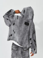 KARMANISTIC Distressed Washed Rivets Hoodie