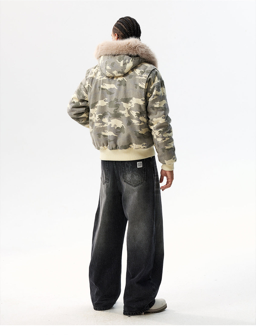 MEDM Detachable Fur Camouflage Hooded Jacket