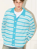 EMPTY REFERENCE Knit Striped Embroidered Long Sleeve Shirt