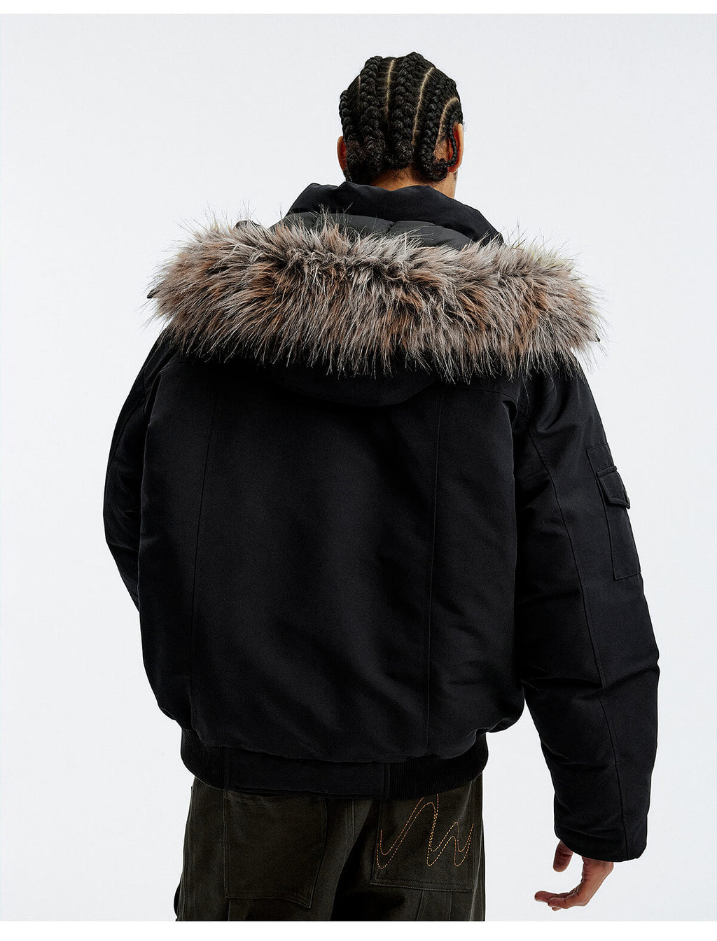 MEDM Detachable Fur Metal Snaps Down Jacket