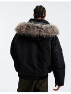 MEDM Detachable Fur Metal Snaps Down Jacket