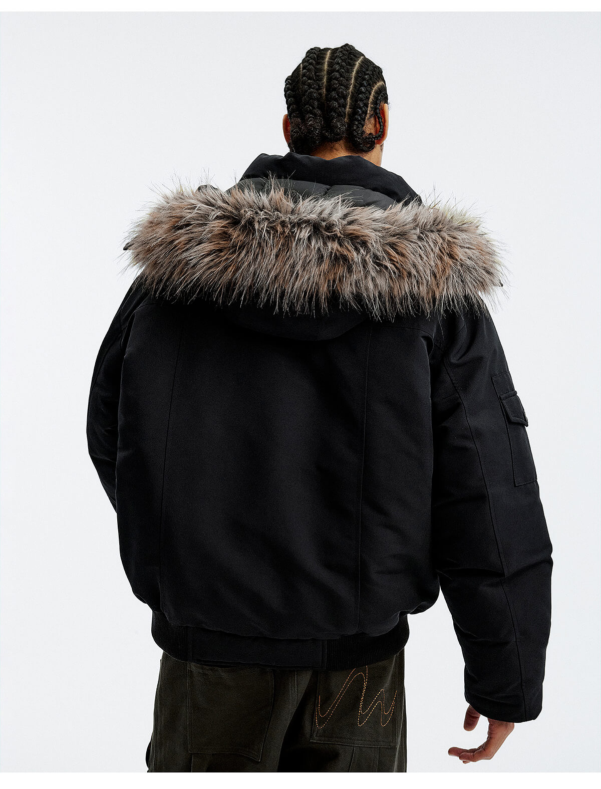 MEDM Detachable Fur Metal Snaps Down Jacket