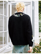 MEDM Floral Vine Embroidered Knit Cardigan