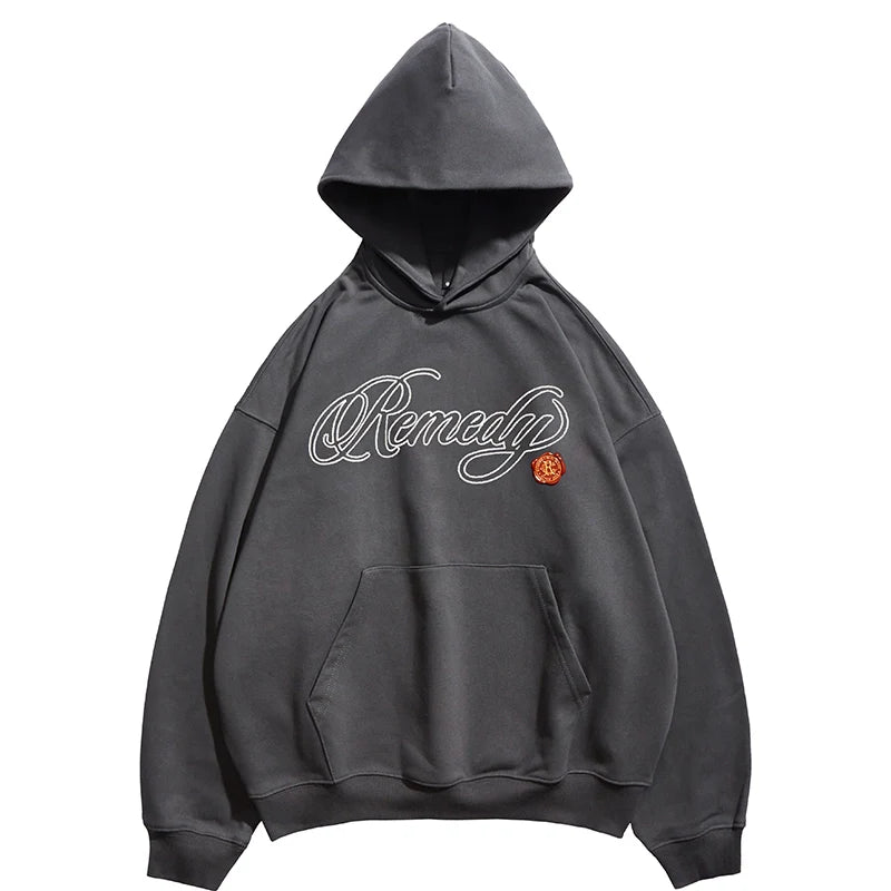 Remedy Metal Wax Seal 3D Logo Embroidered Hoodie