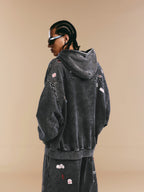 1807× LABT Logo Patch Washed Zip Up Hoodie