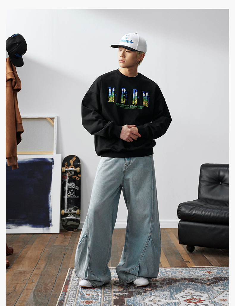 MEDM Blue Sky & Small Grass Embroidered Logo Sweatshirt
