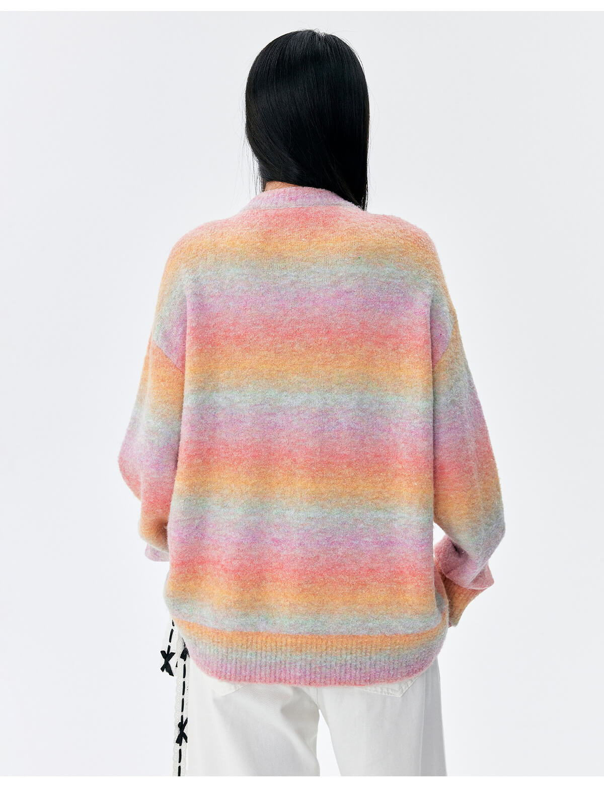 MEDM Logo Patch Rainbow Gradient Knit Sweater