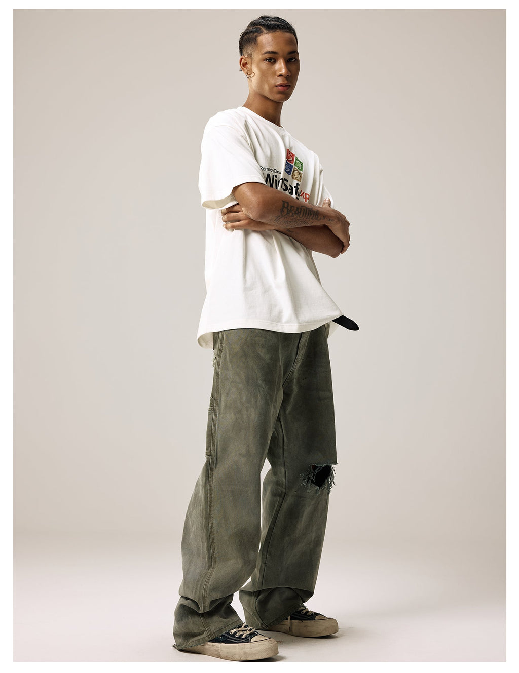 Remedy Kiss Mark Distressed Hole Work Painter Pants