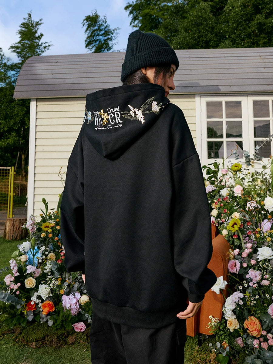 Harsh and Cruel Hood Floral Logo Embroidered Hoodie
