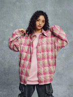 1807 Heart & Rhinestone Plaid Long Sleeve Shirt