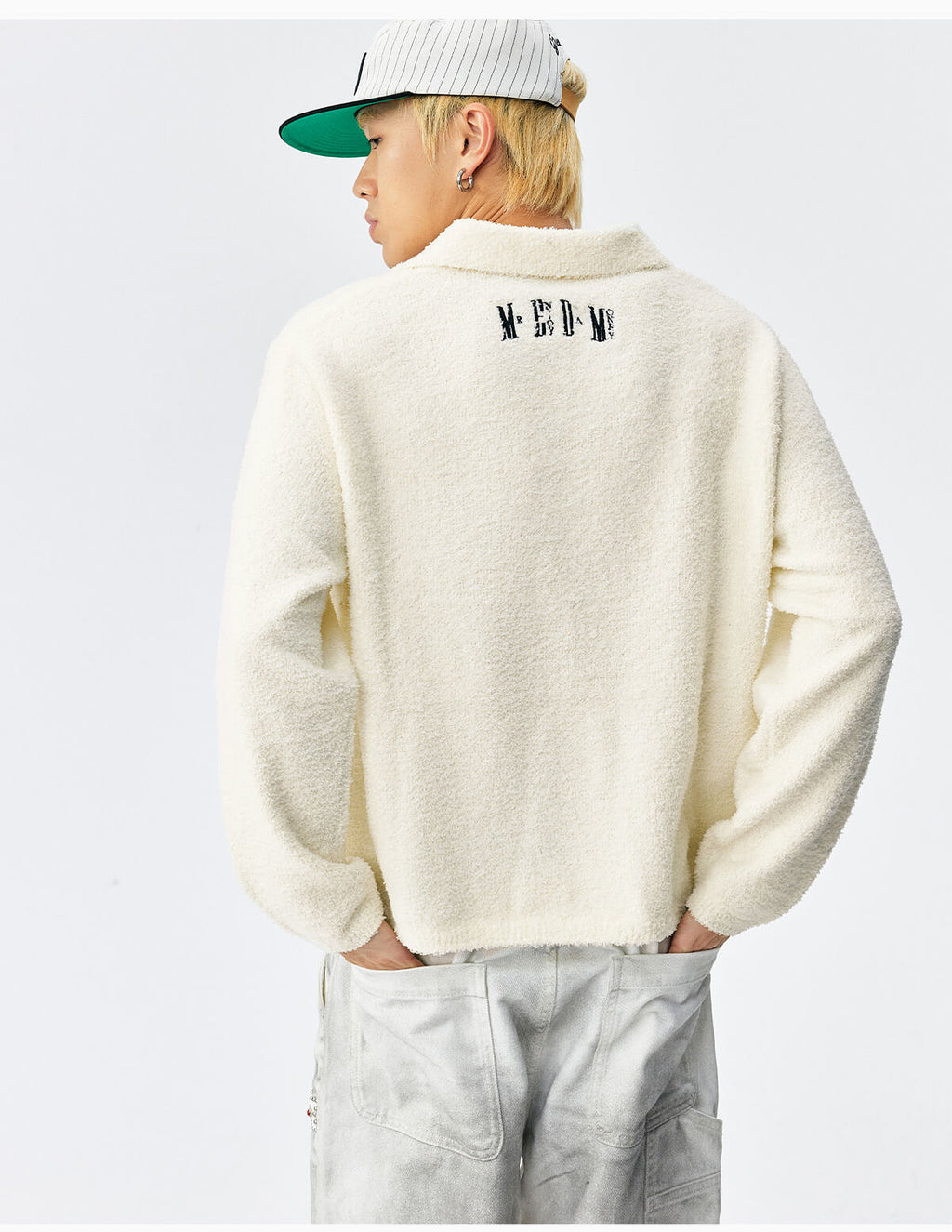 MEDM Coral Fleece Knit Long Sleeve Polo
