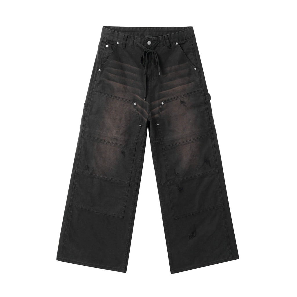 JHYQ Washed Distressed Baggy Double Knee Jeans