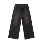 JHYQ Washed Distressed Baggy Double Knee Jeans