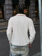 STEEPC Twisted Stripe Polo Knit Sweater