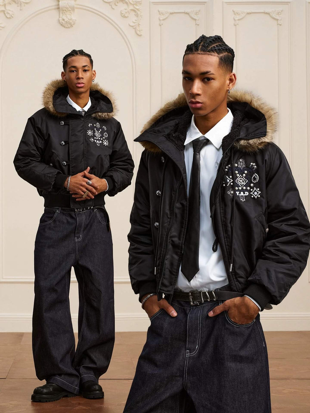 YADcrew Faux Fur Hood N-2B Bomber Jacket