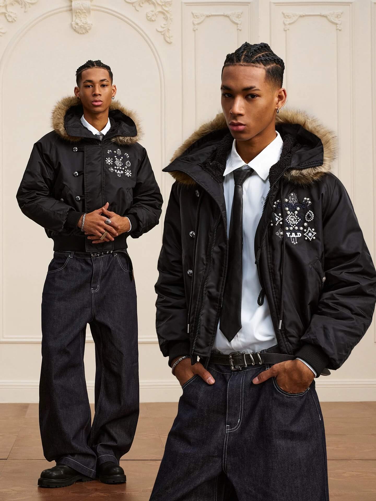 YADcrew Faux Fur Hood N-2B Bomber Jacket