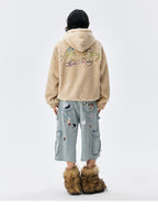 MEDM Gradient Embroidery Sherpa Fleece Hoodie