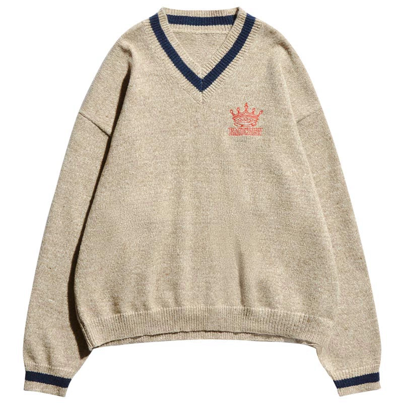 Remedy Embroidered V Neck Knit Sweater