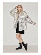 EMPTY REFERENCE Sketch Plaid Floral Print Long Sleeved Shirt