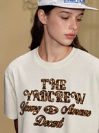 YADcrew Fuzzy Leopard Logo Patch Tee