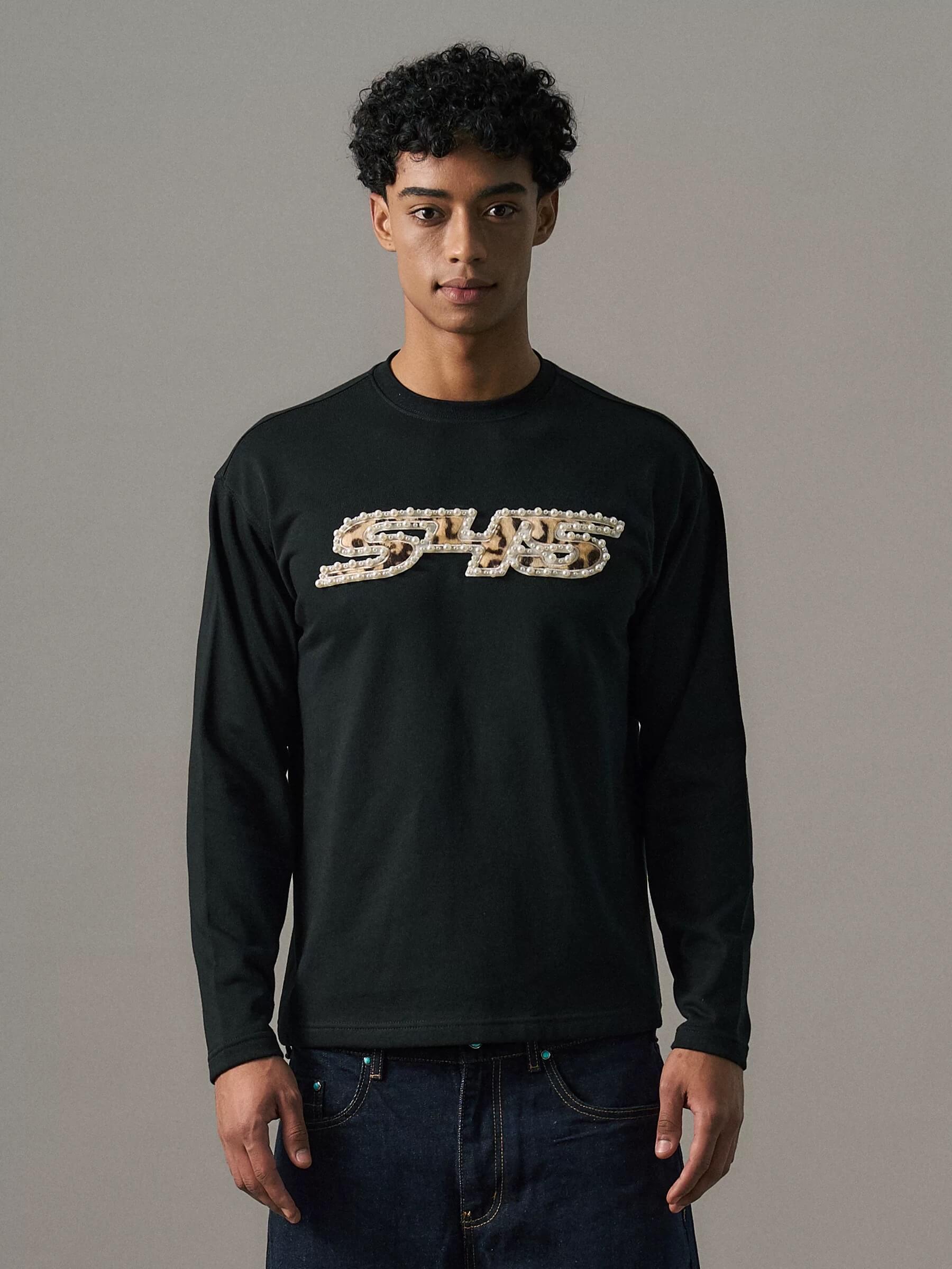 S45 Leopard Patch Pearl Logo Long Sleeve Tee