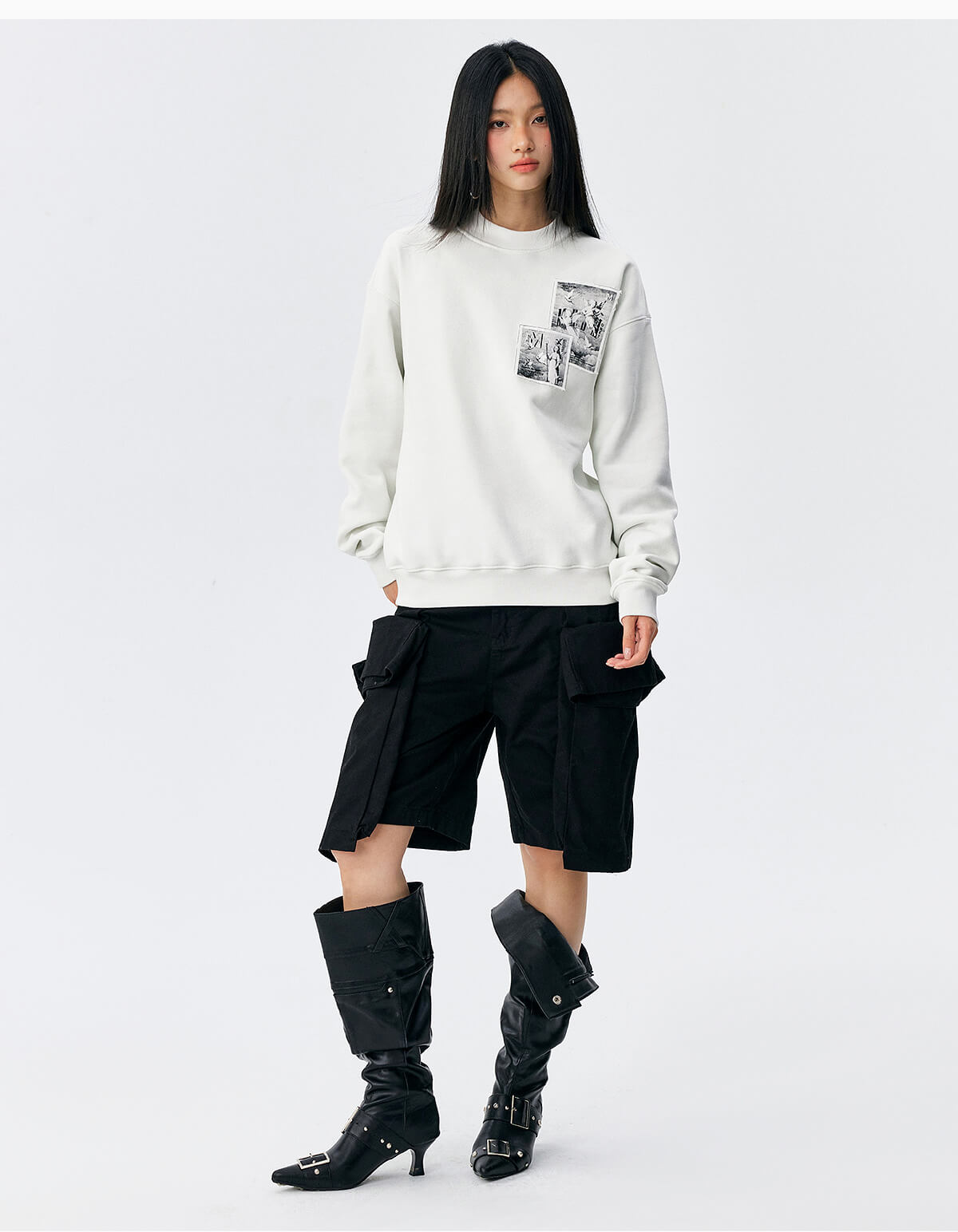 MEDM Angel Print Patch Sweatshirt