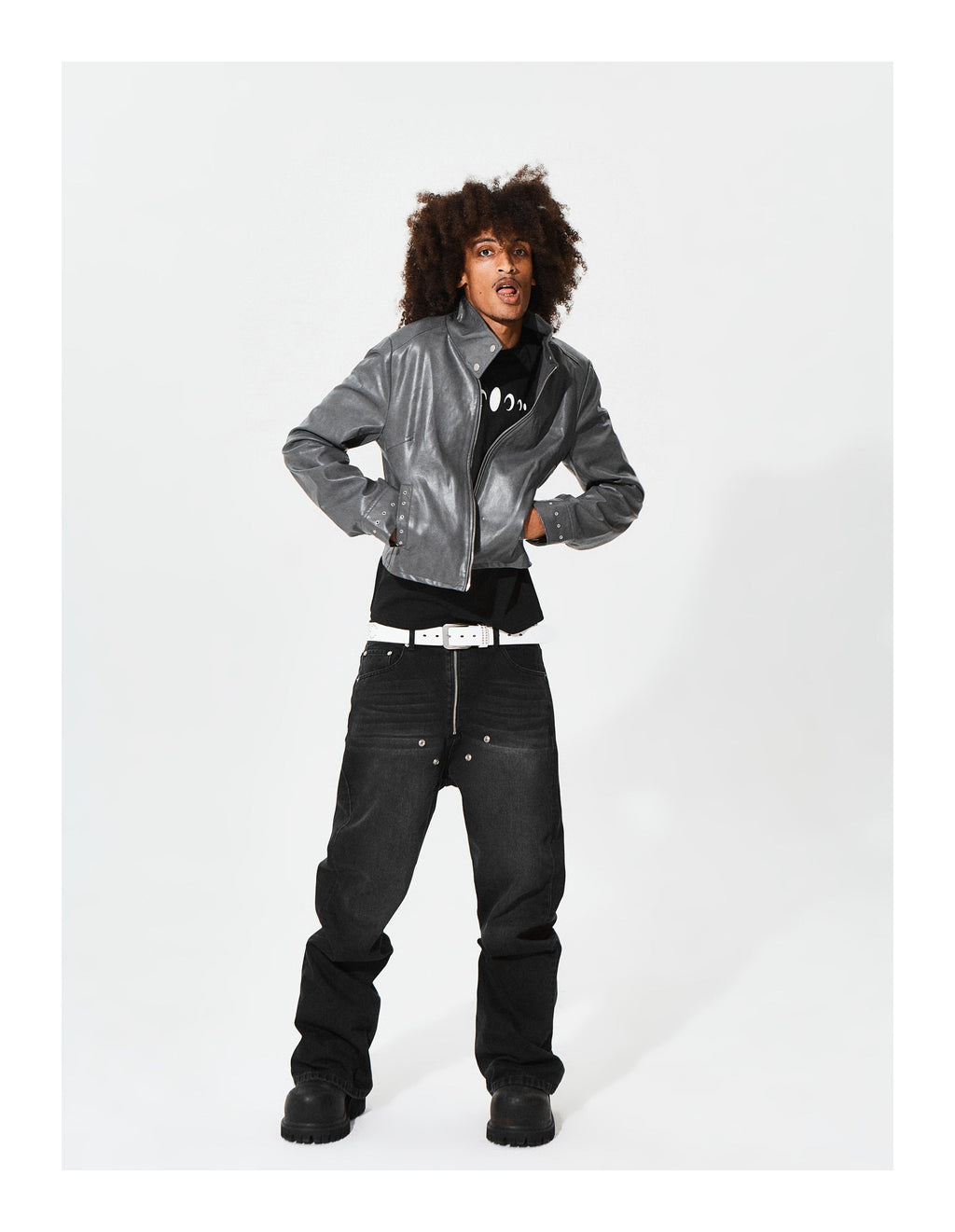 KARMANISTIC Racing Short Leather Jacket