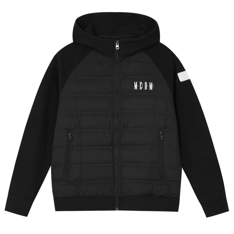 MEDM Patchwork Raglan Sleeve Lightweight Hooded Down Jacket