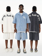 Harsh and Cruel Gothic Word Embroidered Cuban Shirt