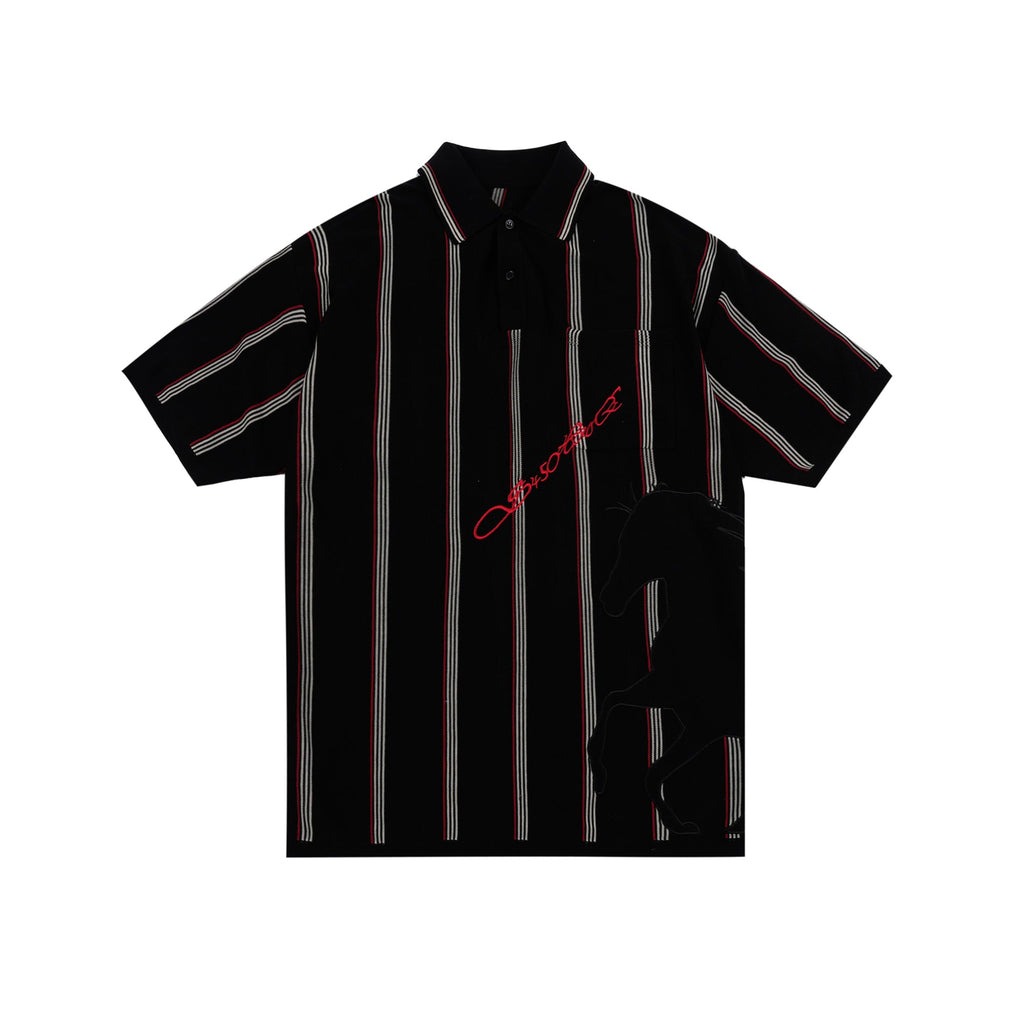 S45 Knitted War Horse Striped Polo