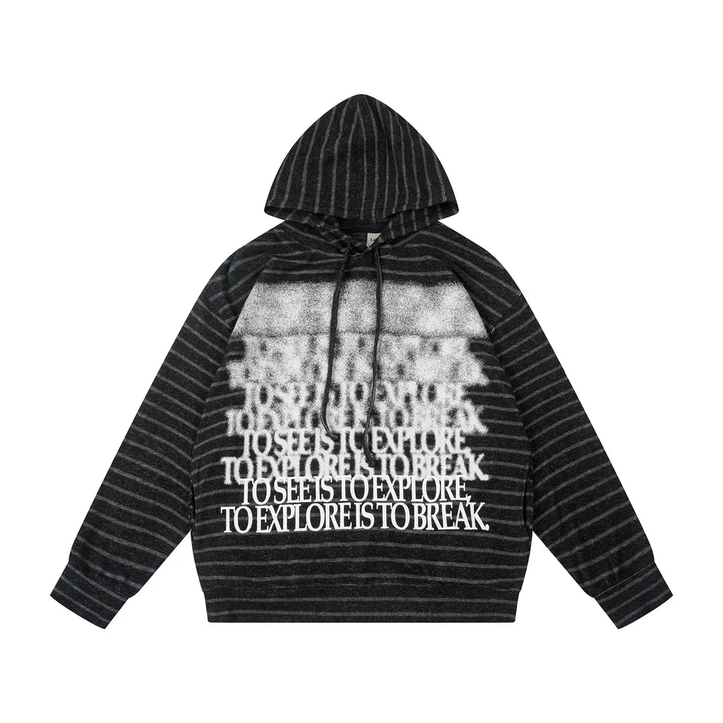 Labt Blur Print Striped Hoodie