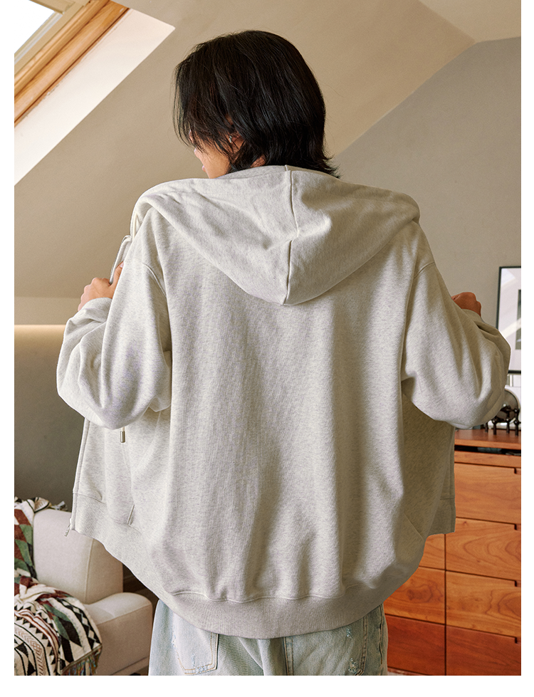MEDM Basic Logo Embroidery Zip Up Hoodie