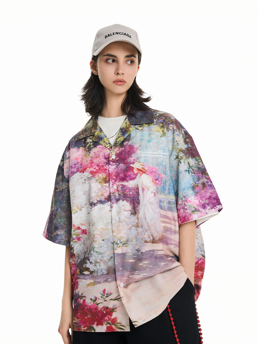 Harsh and Cruel Oil Painting Garden Cuban Shirt