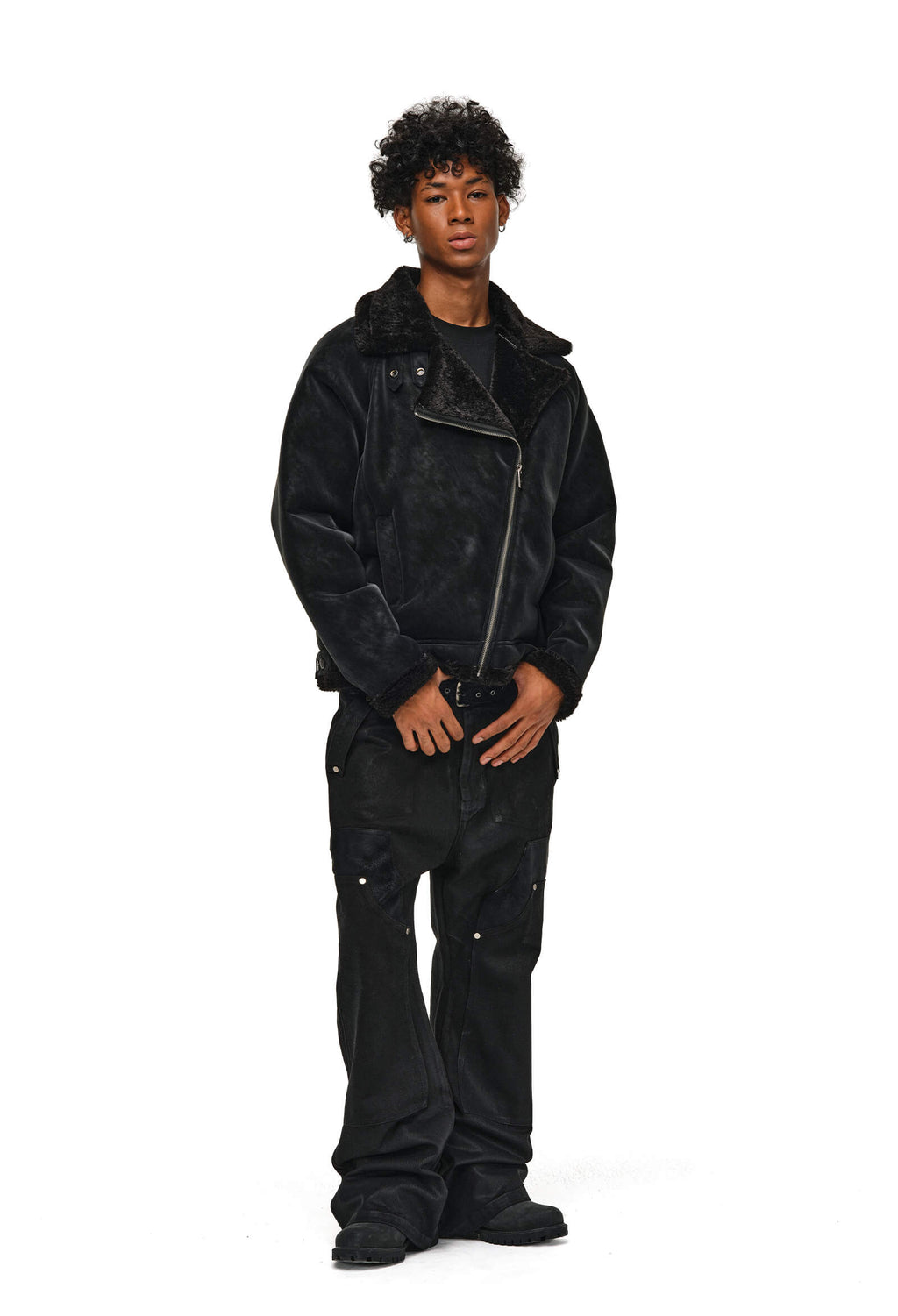 ANTIDOTE Faux Suede Double Rider Biker Jacket