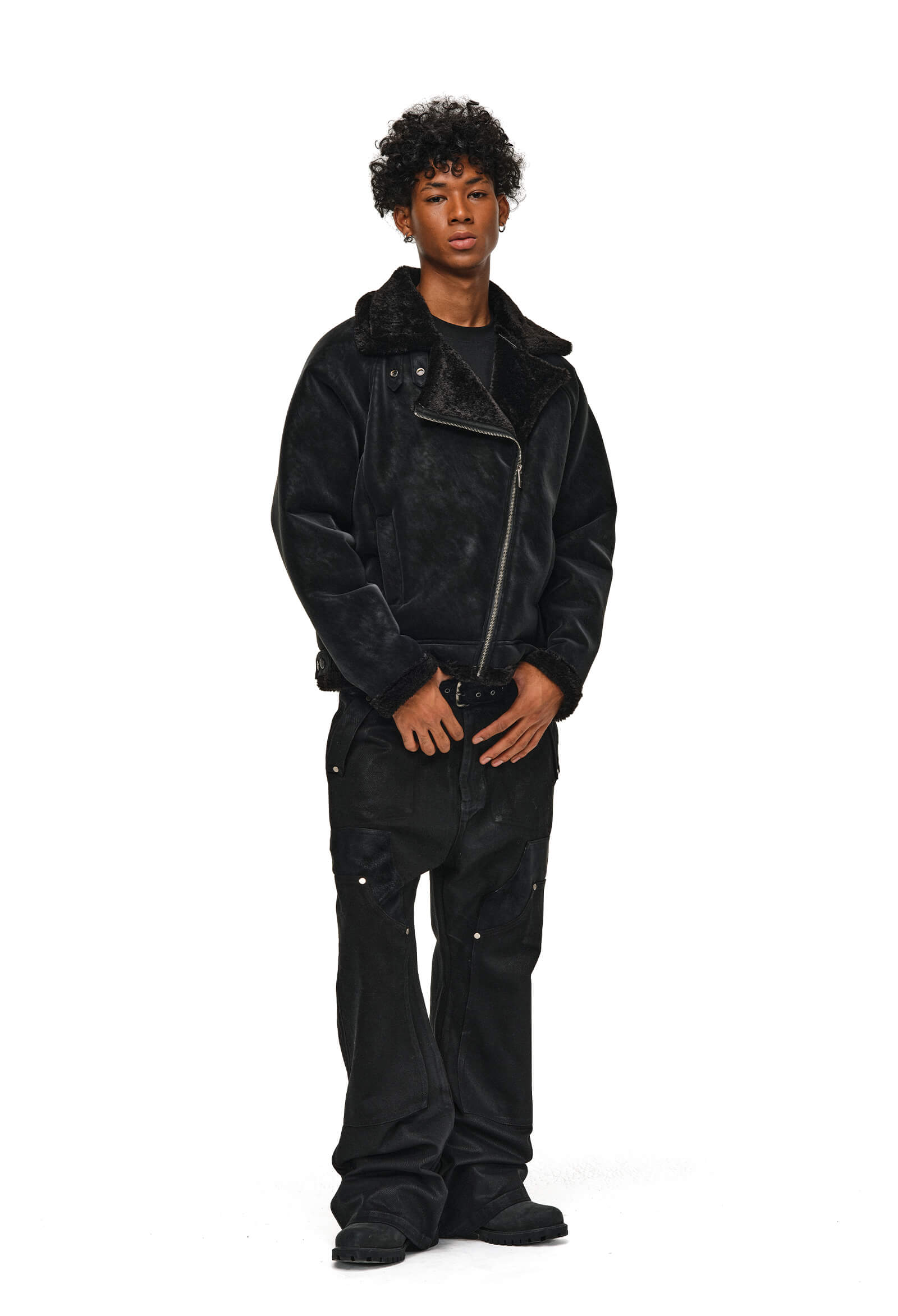 ANTIDOTE Faux Suede Double Rider Biker Jacket