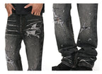 ANTIDOTE Irregular Torn Hole Washed Flared Jeans