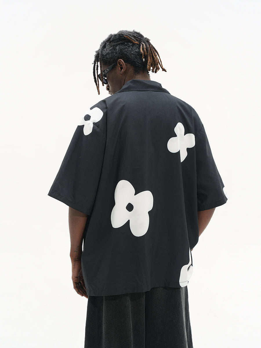 Harsh and Cruel Handpainted Flowers Printed Cuban Shirt