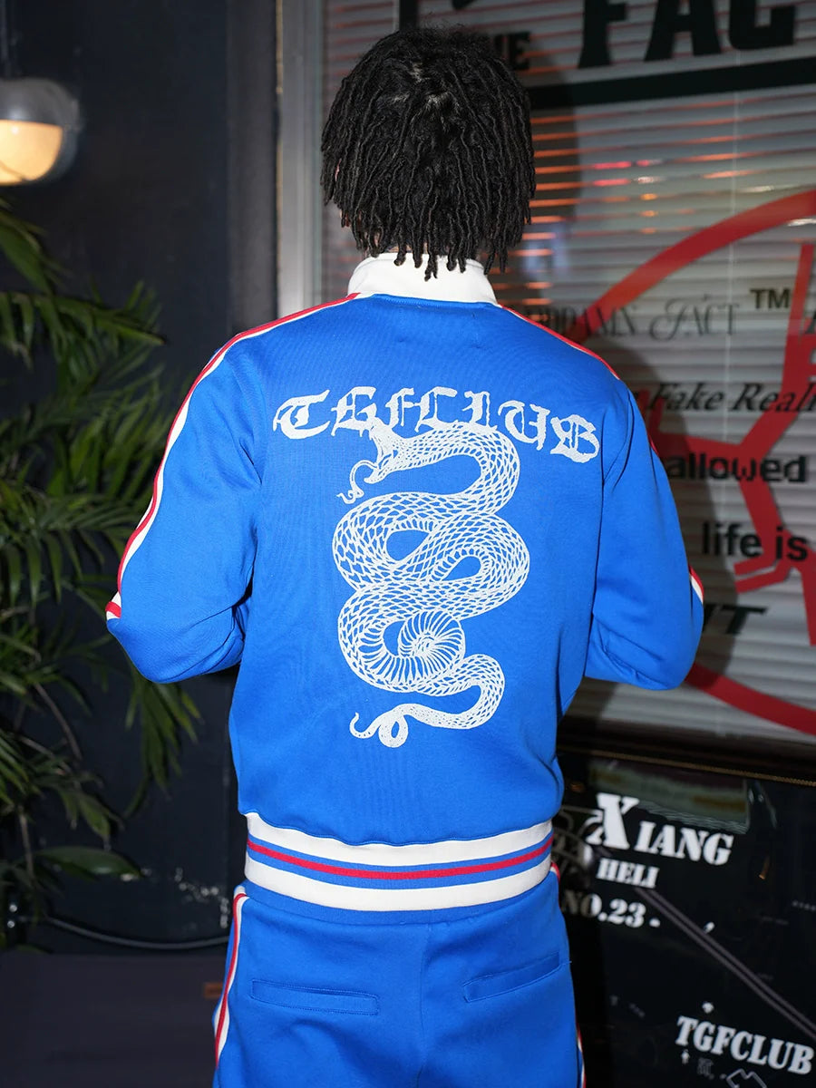 TGFCLUB Snake Design Side Stripe Track Jacket and Track Pants