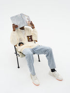 Harsh and Cruel Cartoon Face Knit Sweater Cardigan