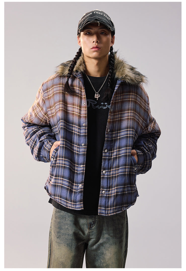 Remedy Gradient Plaid Quilted Lined Shirt Jacket