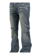 KARMANISTIC Washed Distressed Flared Jeans