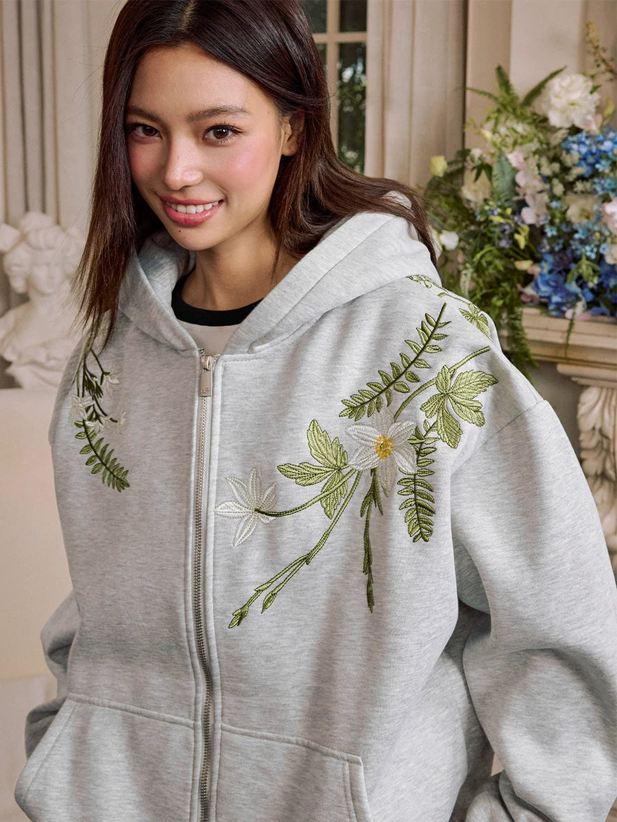 Harsh and Cruel Floral Garland Wreath Embroidered Hoodie