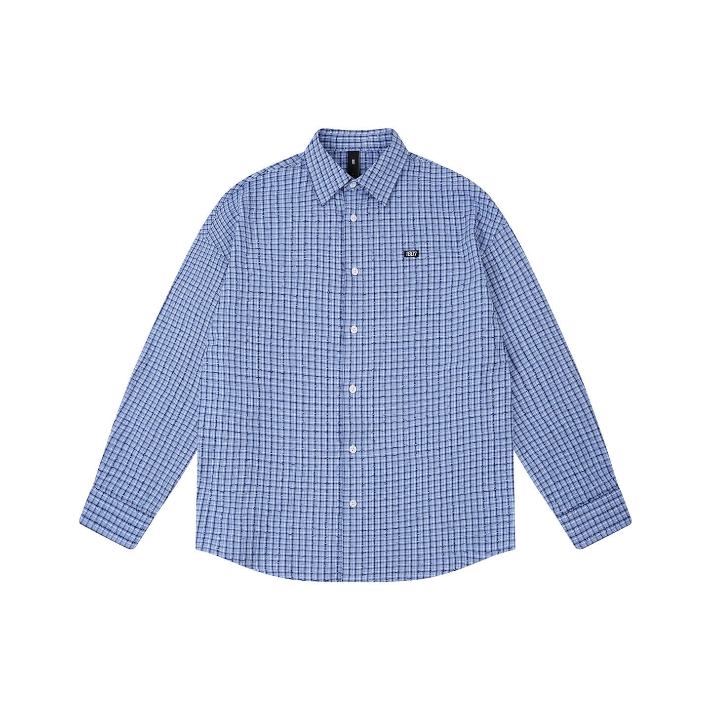 1807 Small Logo Plaid Perforated Long Sleeve Shirt
