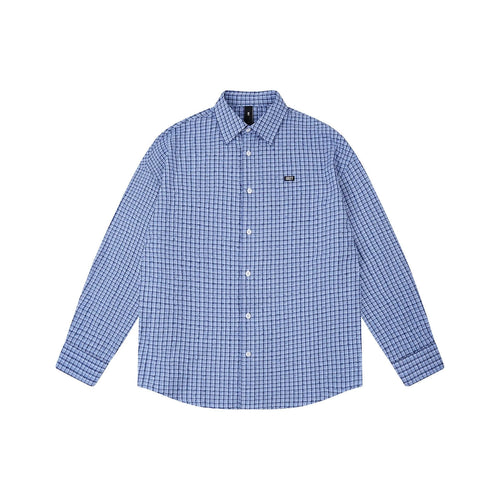 1807 Small Logo Plaid Perforated Long Sleeve Shirt