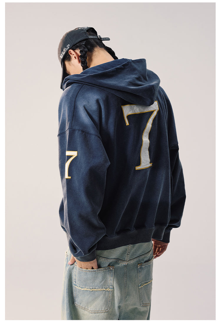 Remedy Washed Patch Embroidered Zip Up Hoodie