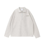 UNTILWERICH Waffle Logo Print Half Zip Long Sleeves Sweatshirt